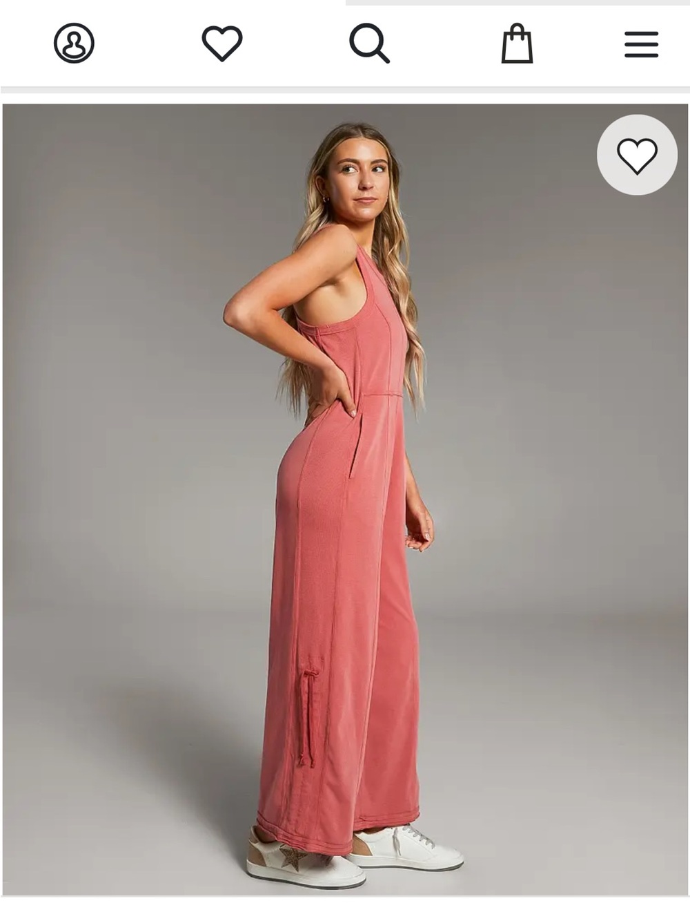 BKE Taupe Sleeveless Racerback Jumpsuit with Side Ties